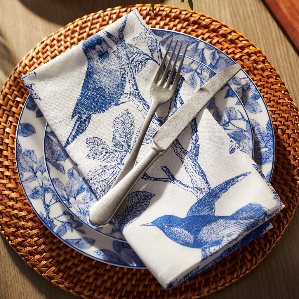 Arbor Birds Blue Dinner Napkins | Set of 4