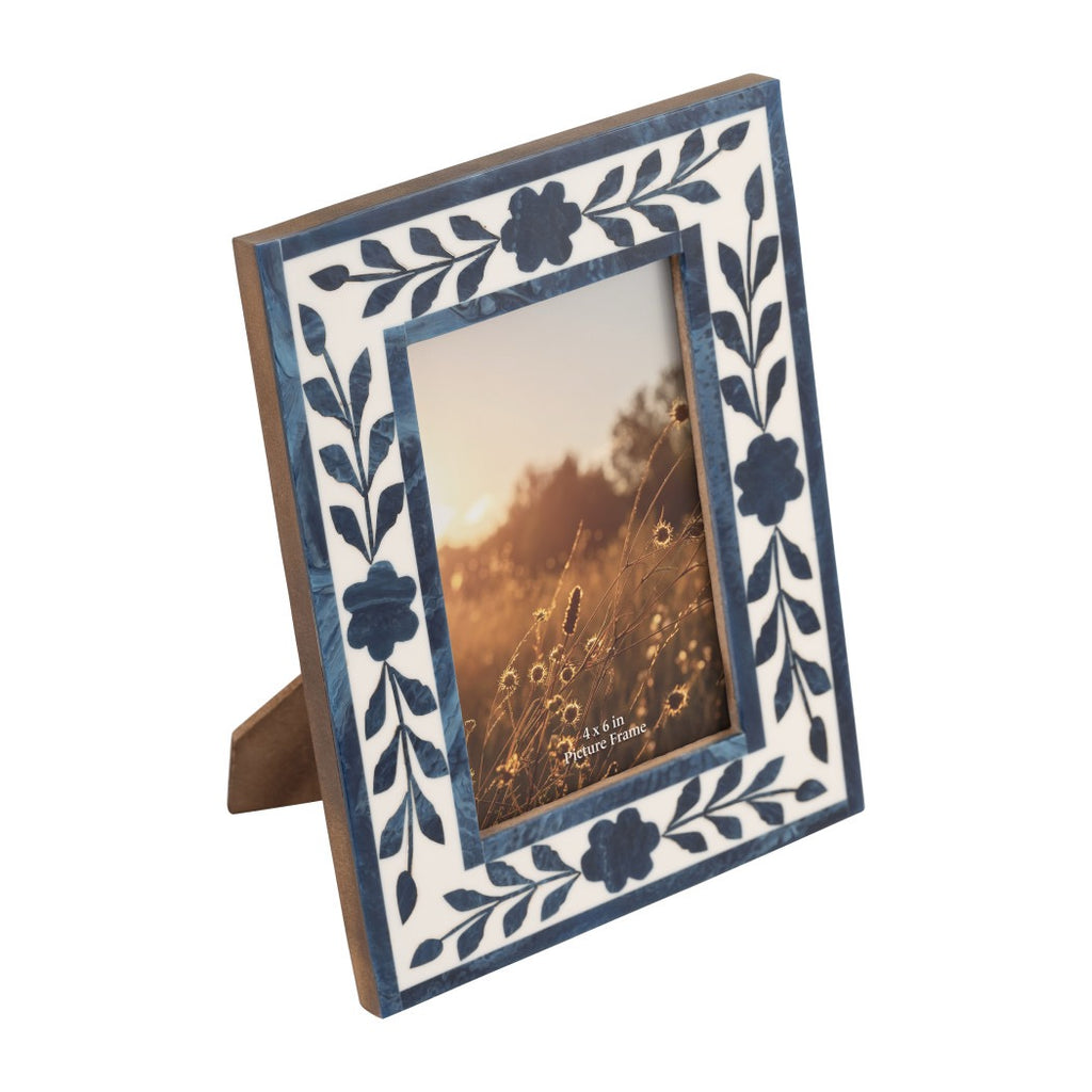 Blue Resin/Wood Floral Petals Photo Frame | 4x6