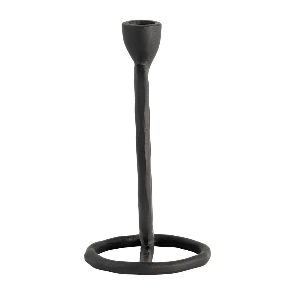 Black Metal Round Ring Taper Candle Holder | 8"