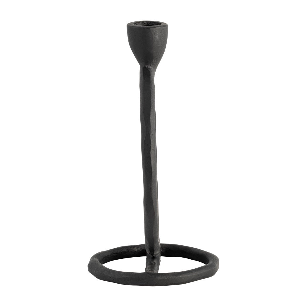 Black Metal Round Ring Taper Candle Holder | 8"