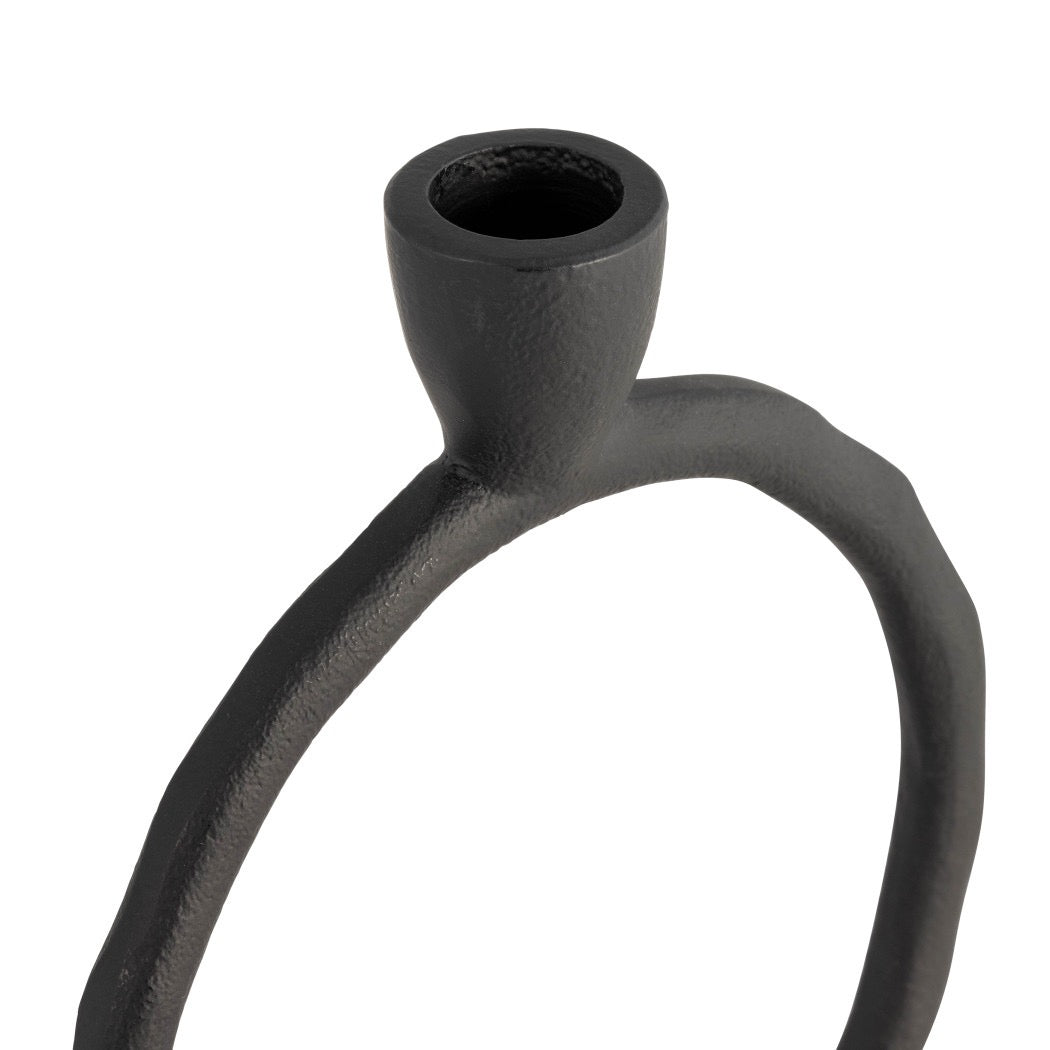 Black Metal Round Ring Taper Candle Holder | 8"