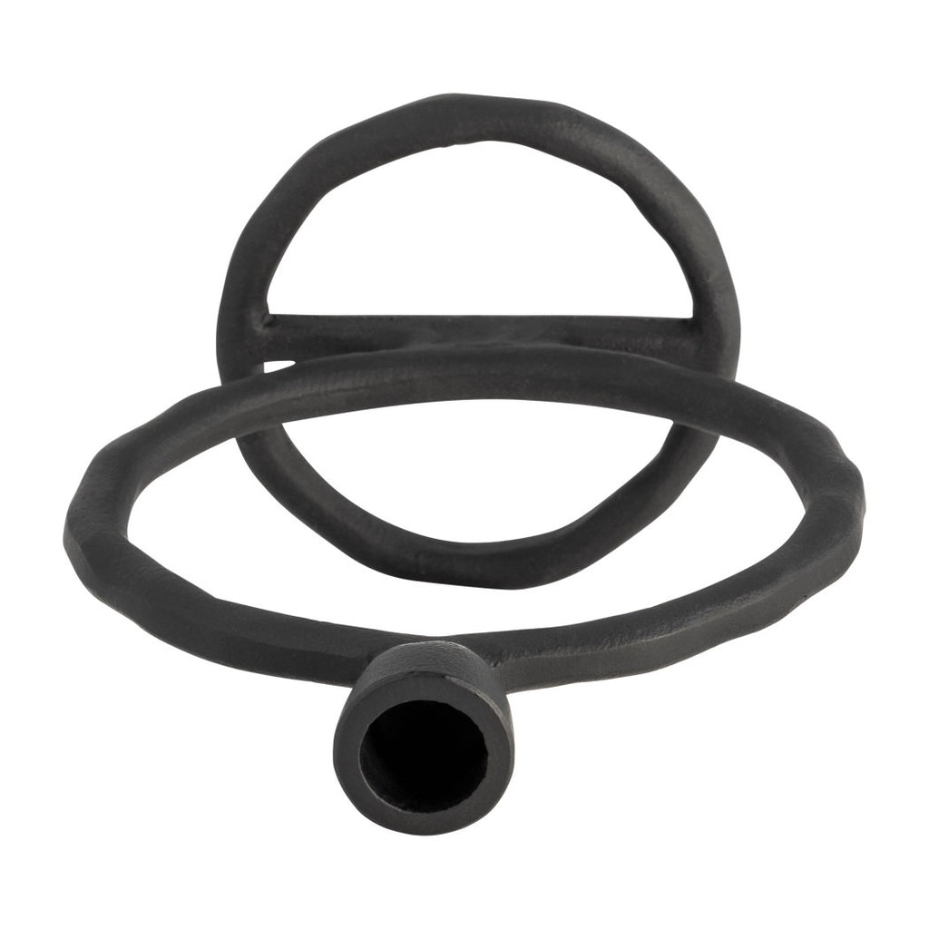 Black Metal Round Ring Taper Candle Holder | 8"