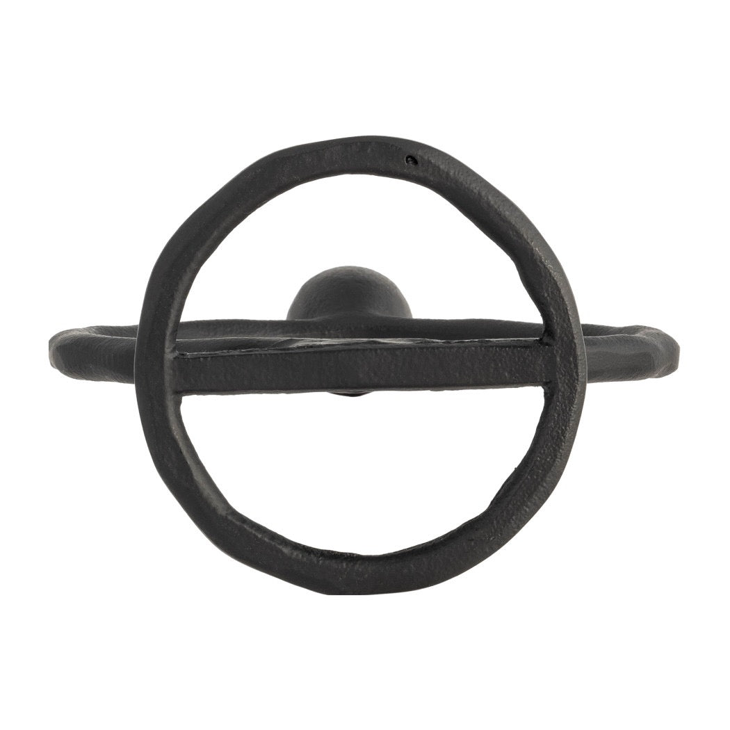 Black Metal Round Ring Taper Candle Holder | 8"