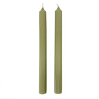 Green Ridged Taper Candles| Set of 2