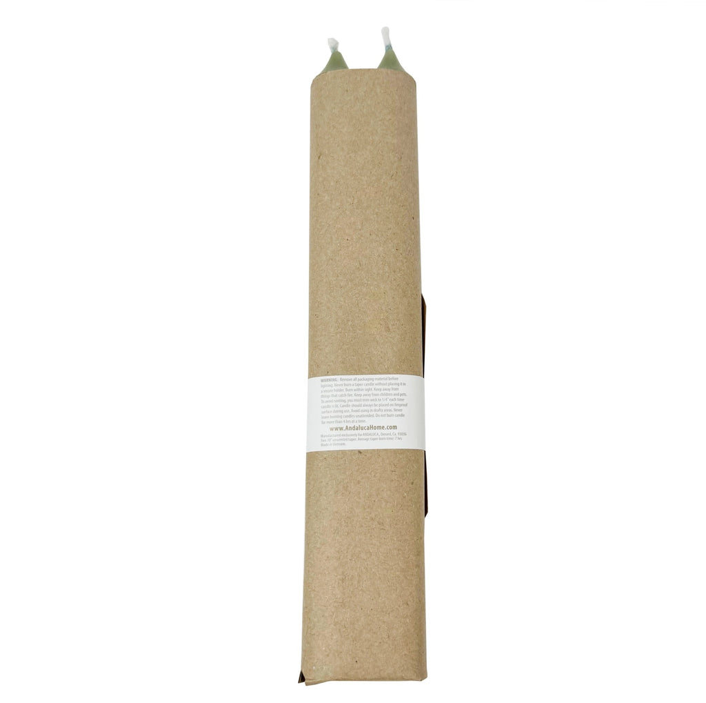 Green Ridged Taper Candles| Set of 2