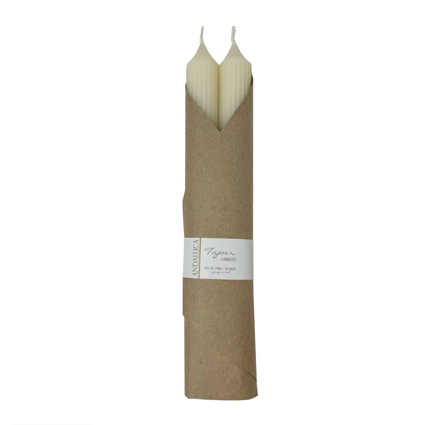 Ivory Ridged Taper Candles| Set of 2