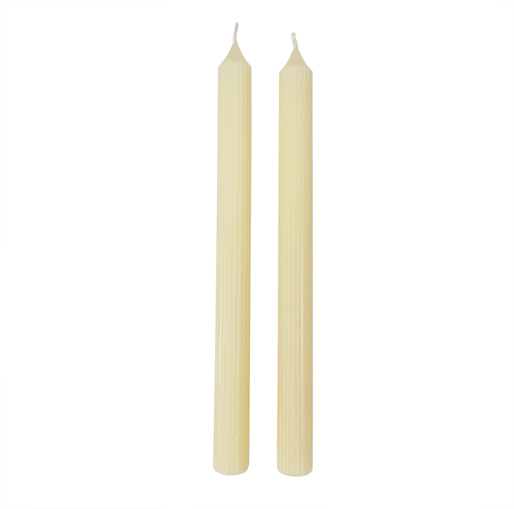 Ivory Ridged Taper Candles| Set of 2