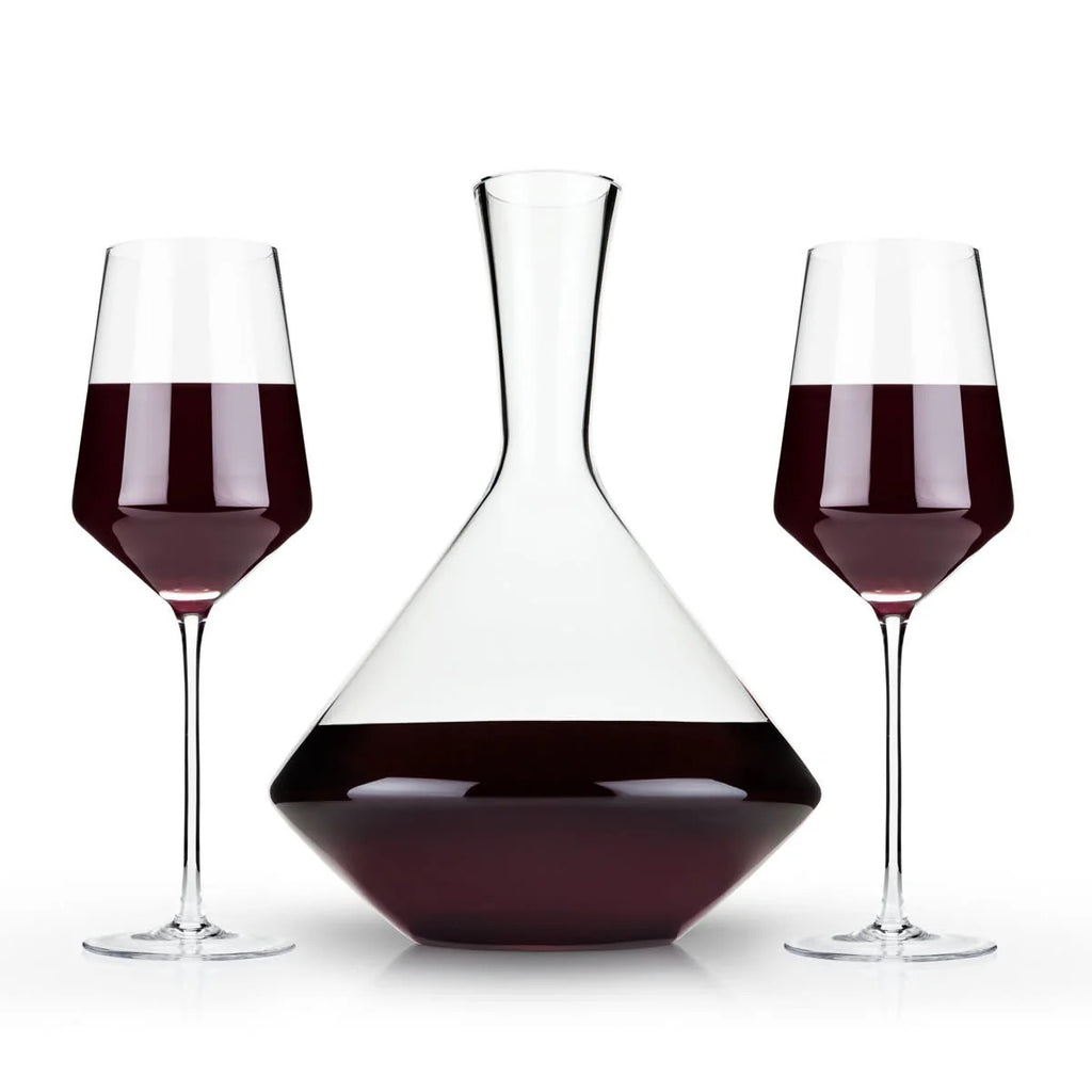 Angled Crystal Decanter & Wine Glass Set