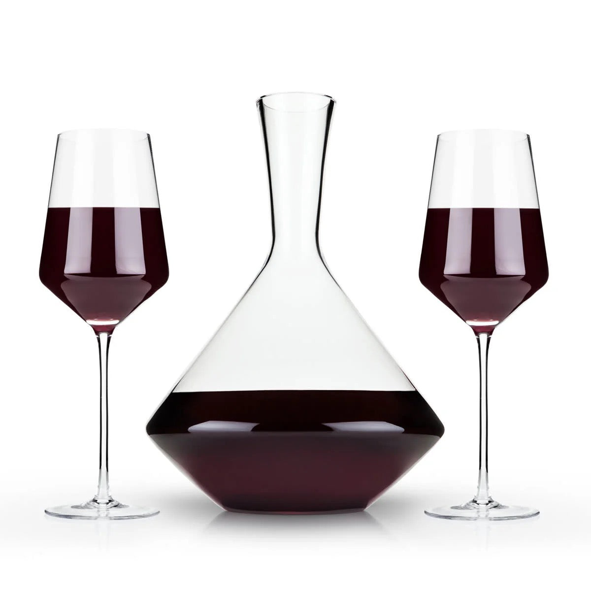 Angled Crystal Decanter & Wine Glass Set