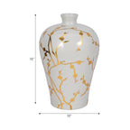 White Ceramic Chinoiserie Floral Vase | 15"