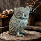 Cast Iron Owl Figurine | Antique Verdigris Finish | Rustic Home Decor