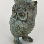 Cast Iron Owl Figurine | Antique Verdigris Finish | Rustic Home Decor