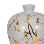 White Ceramic Chinoiserie Floral Vase | 15"