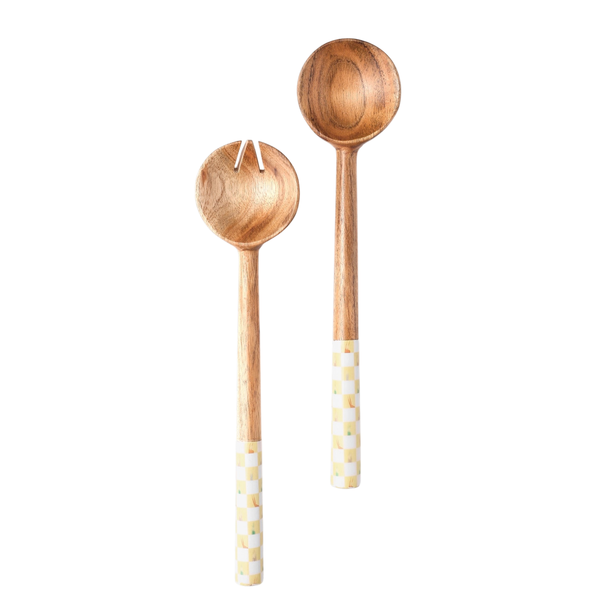 Meena Resin Inlay & Wood Salad Server Set