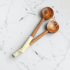 Meena Resin Inlay & Wood Salad Server Set