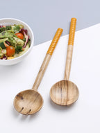 Swirling Resin & Acacia Wood Salad Server Set