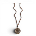 Antique French Figural Medallion Necklace — Jester & Cherub Relief | 18"