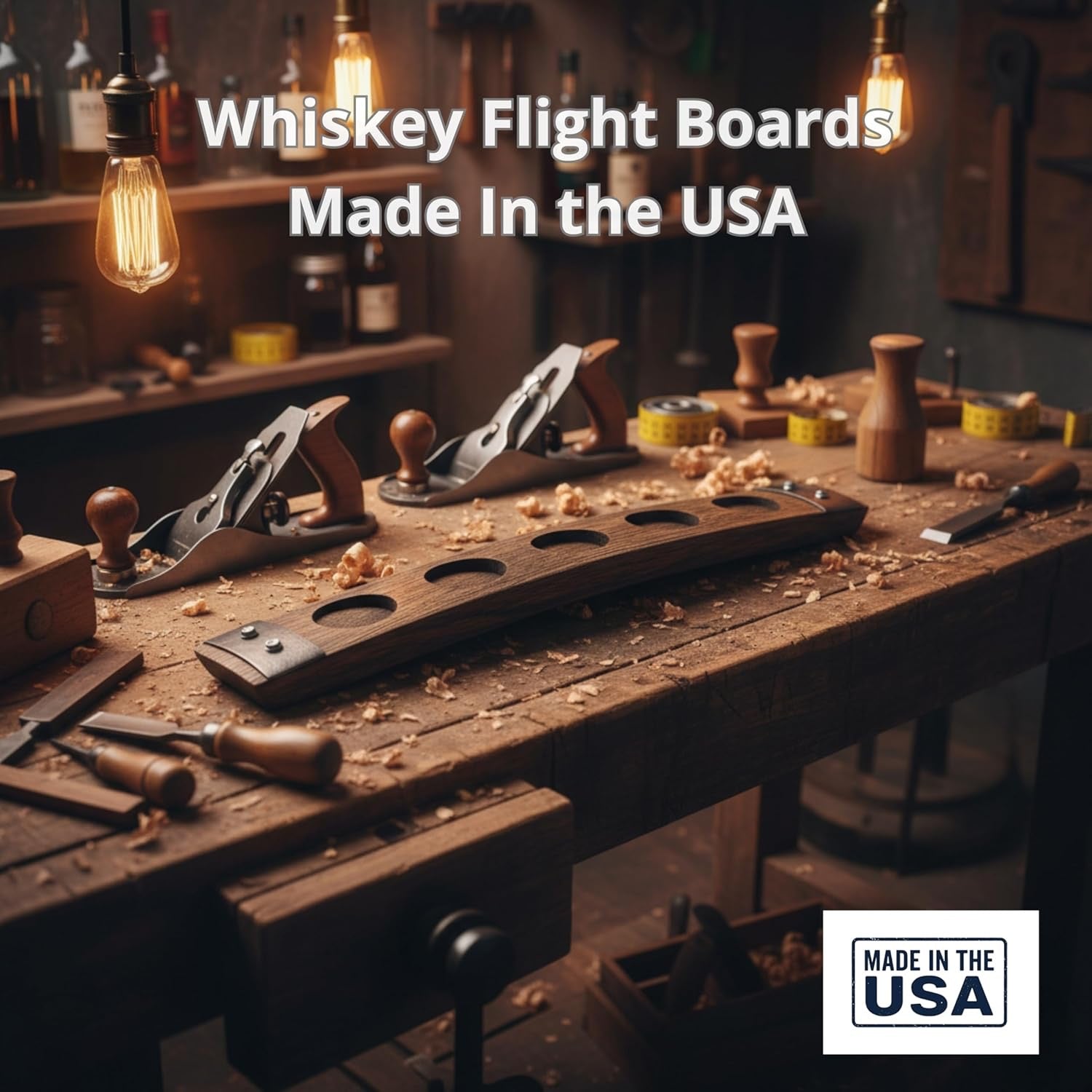 Barrel Stave 5 Glass Whiskey Flight Tray w/ Glencairn Glasses | Dark Walnut