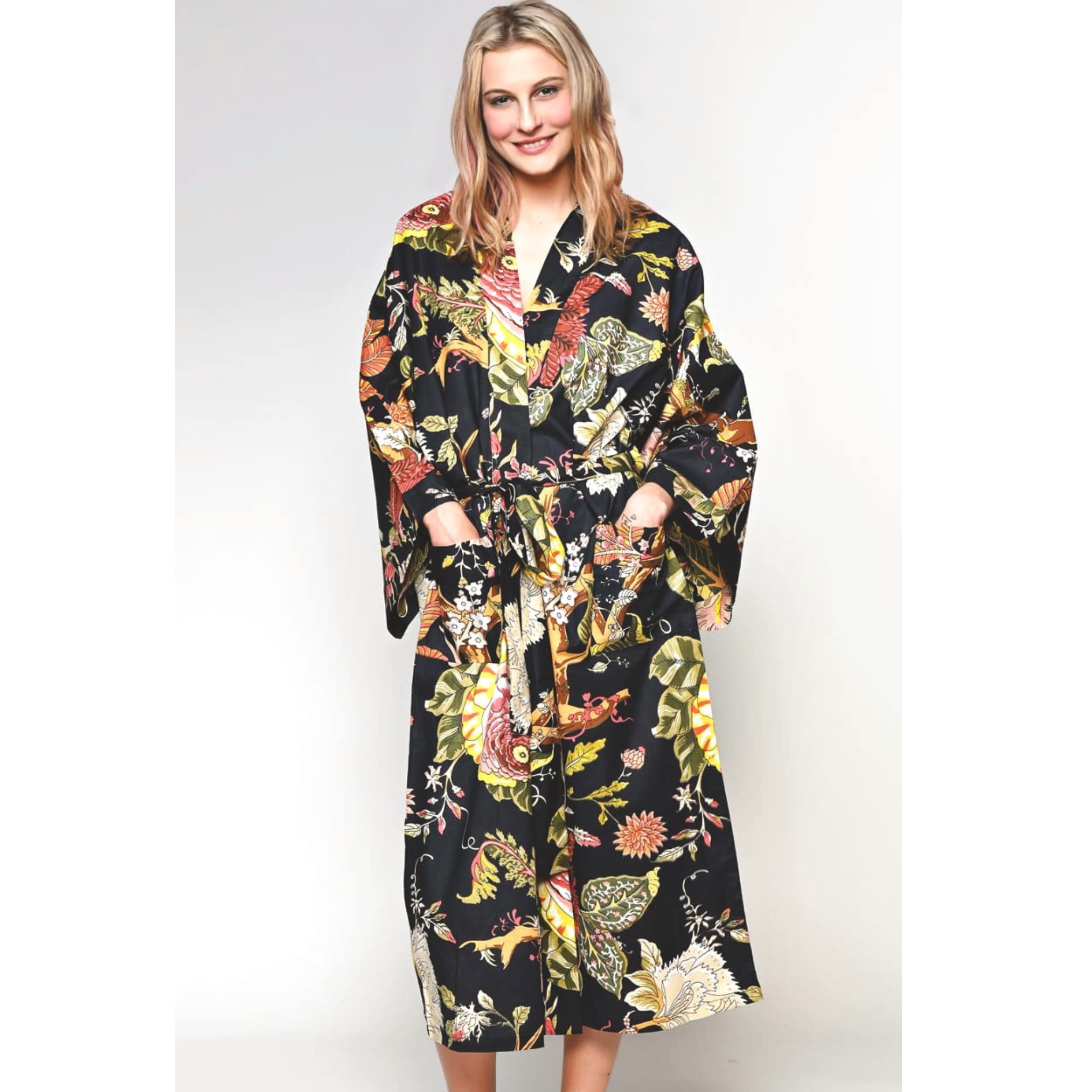 Rani Kimono Robe | Black + Rose