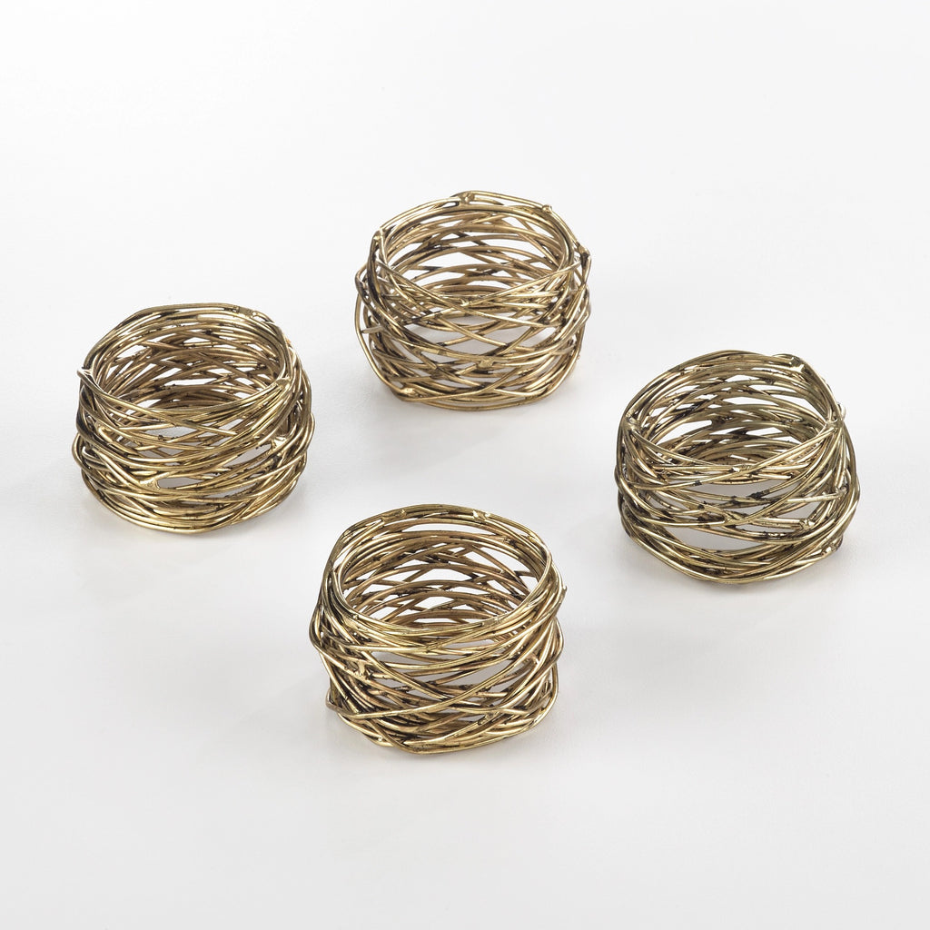 Gold Metal Twine Napkin Rings | Set of 4