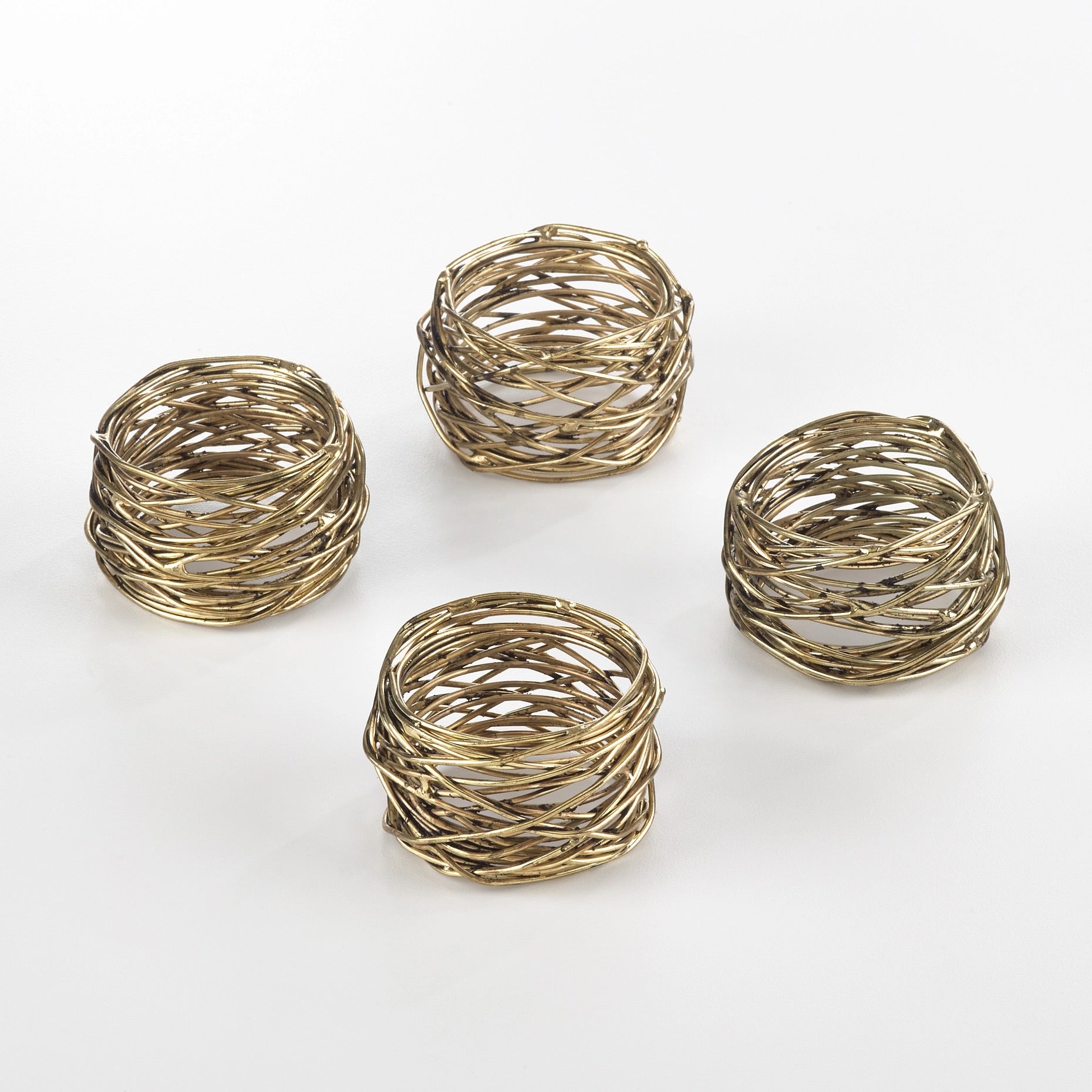 Gold Metal Twine Napkin Rings | Set of 4