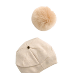 Classy Cashmere Detachable Faux Fur Pom Beanie | Oatmeal