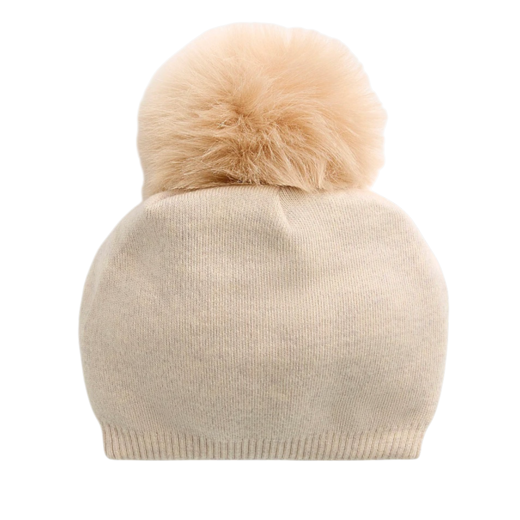 Classy Cashmere Detachable Faux Fur Pom Beanie | Oatmeal