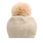 Classy Cashmere Detachable Faux Fur Pom Beanie | Oatmeal