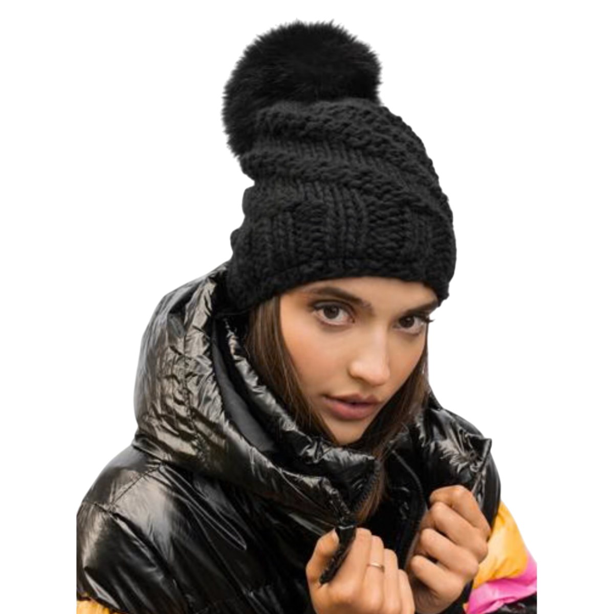 Highline Handmade Faux Fur Beanie | Black