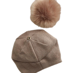 Classy Cashmere Detachable Faux Fur Pom Beanie | Taupe