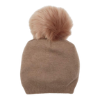 Classy Cashmere Detachable Faux Fur Pom Beanie | Taupe
