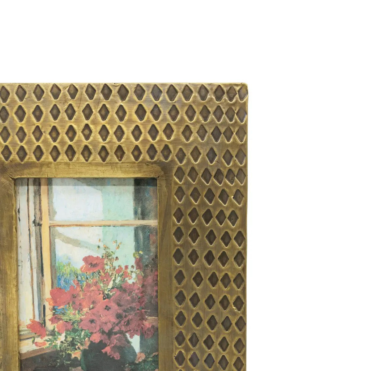 Berlin Hammered Brass Diamond Photo Frame | 4 x 6