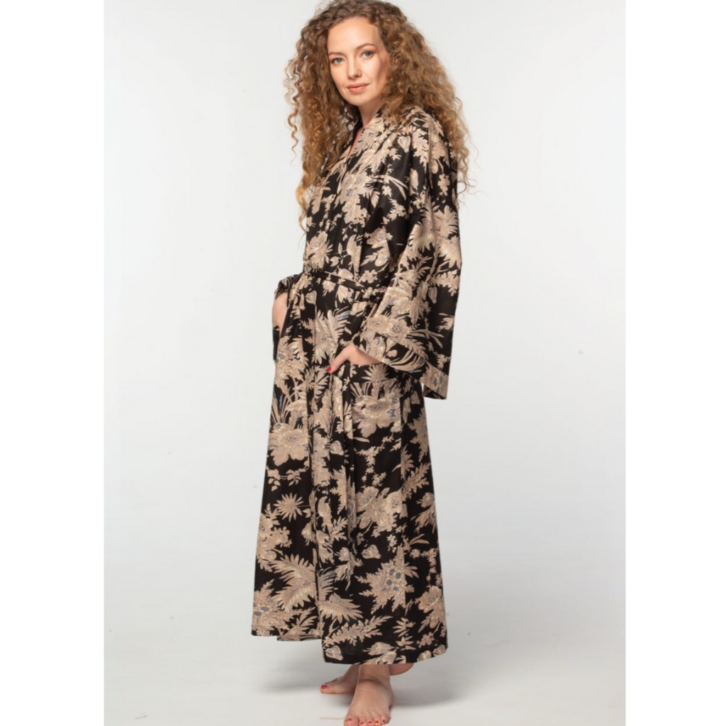 Rani Kimono Robe | Black & Gold