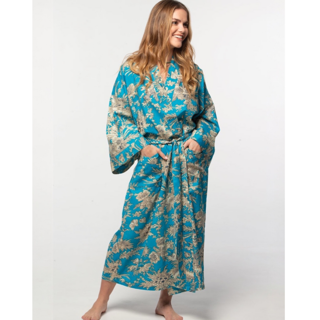 Rani Kimono Robe | Turquoise & Gold