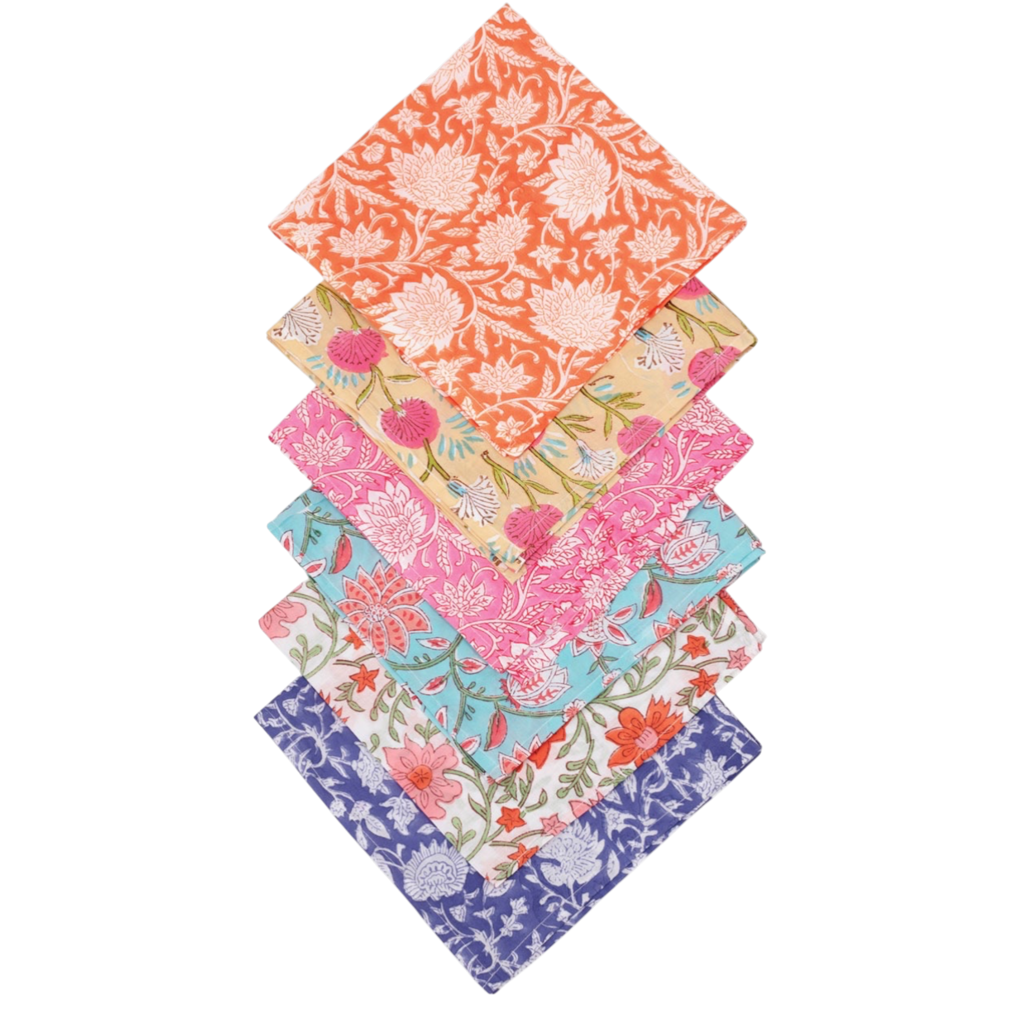 Floral Block Print Napkins | Set of 6