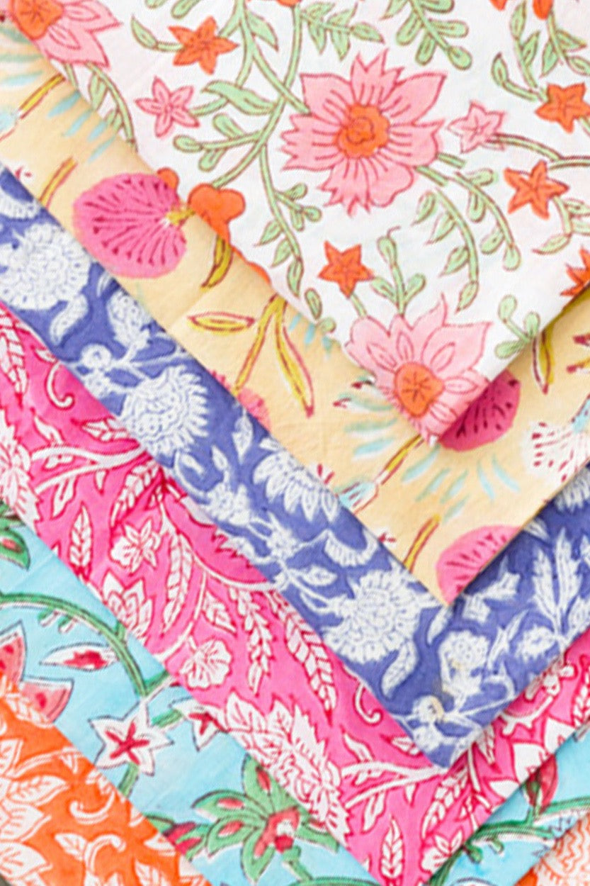 Floral Block Print Napkins | Set of 6
