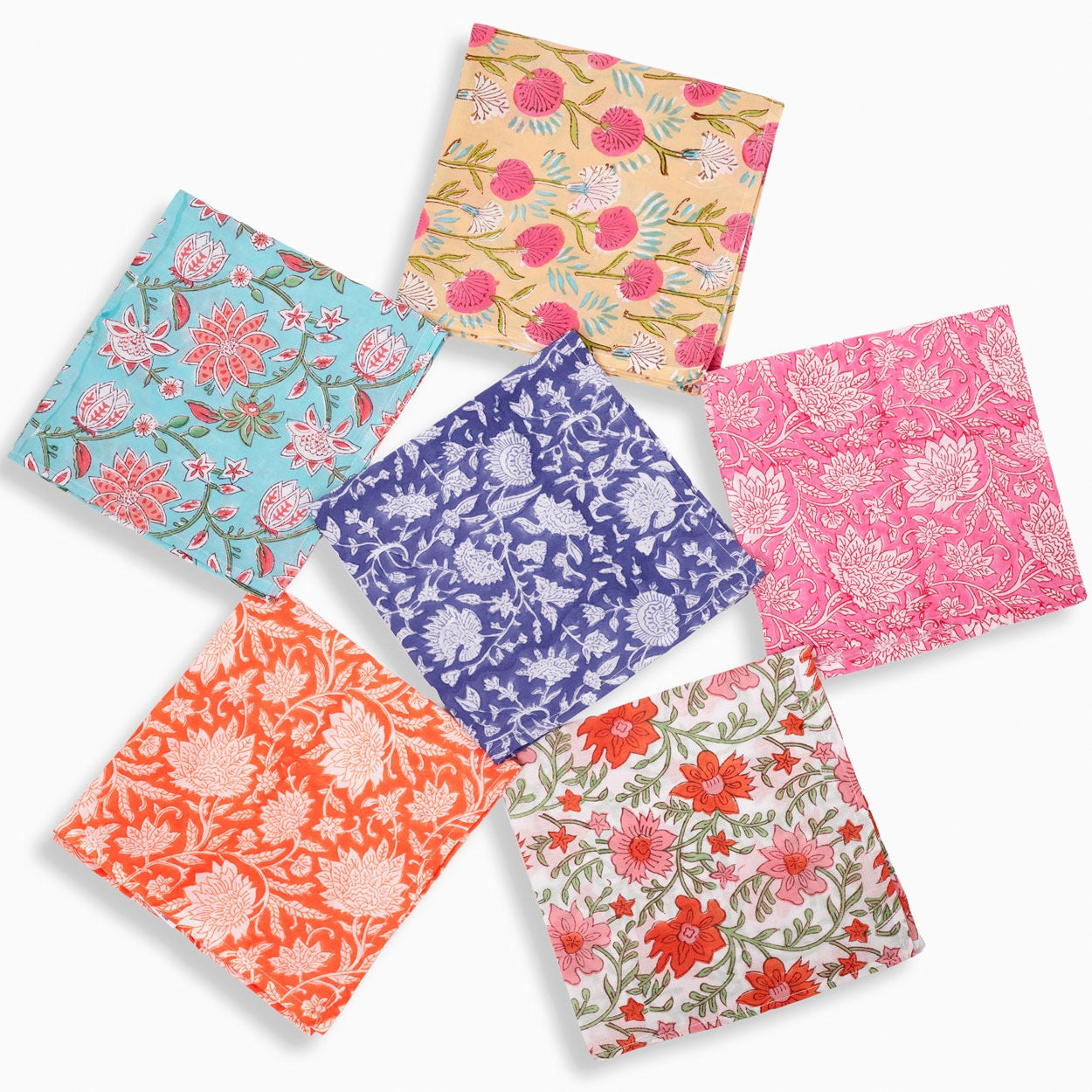Floral Block Print Napkins | Set of 6