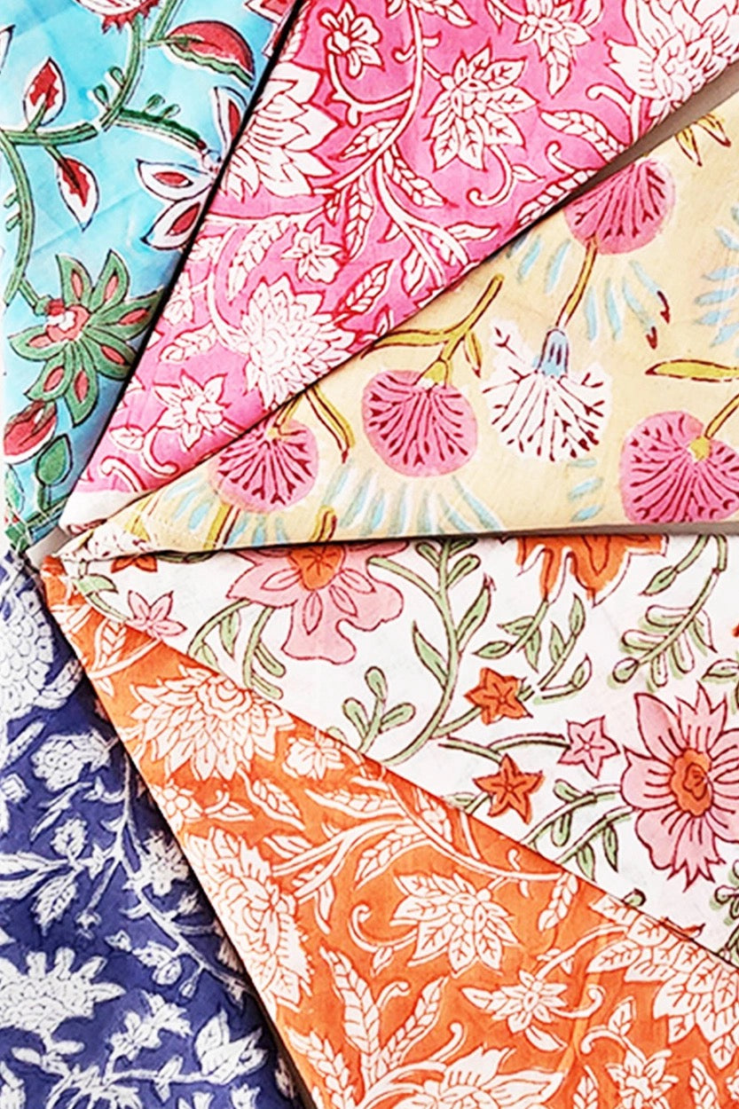 Floral Block Print Napkins | Set of 6
