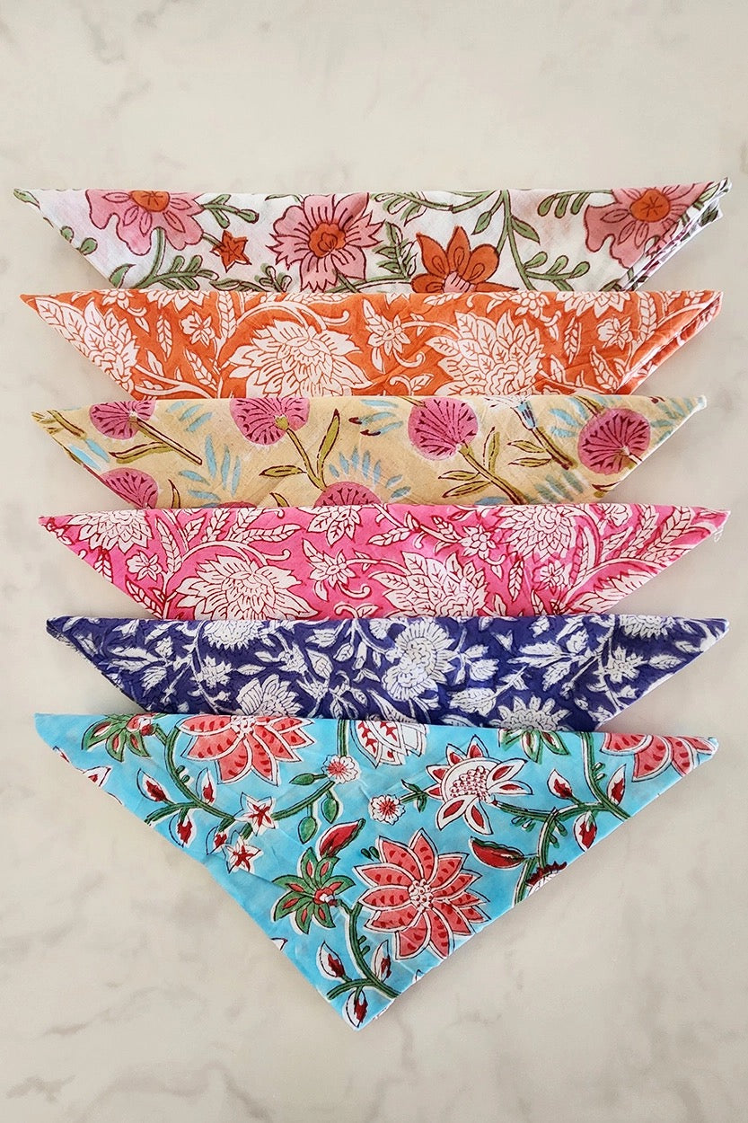 Floral Block Print Napkins | Set of 6