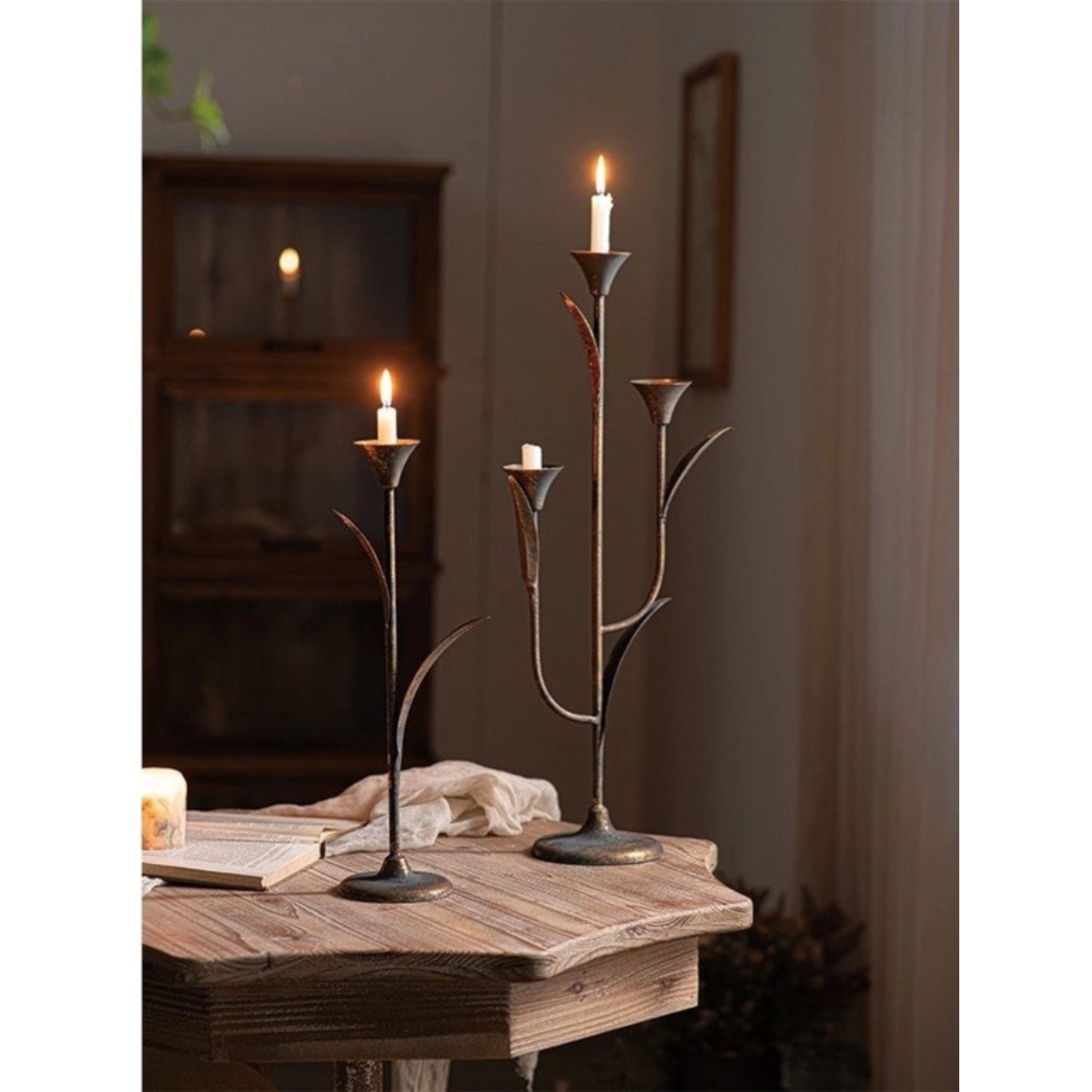 Rustic Iron Taper Candle Holder | Two Sizes