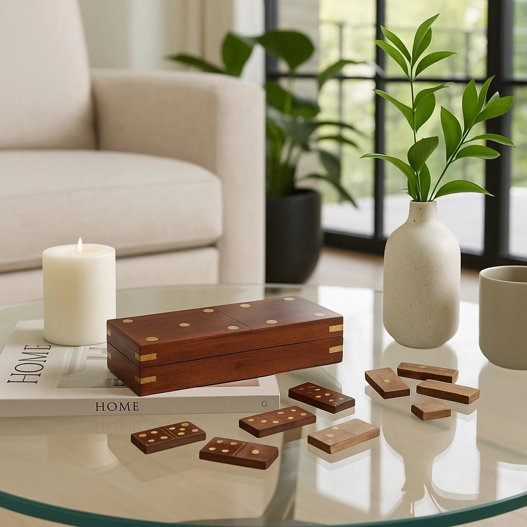 Dominoes Wood Box Game Set
