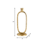 Gold Metal Open Oval Taper Candle Holder | 10"