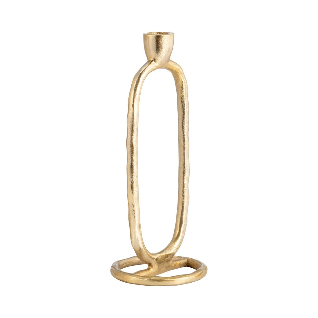 Gold Metal Open Oval Taper Candle Holder | 10"