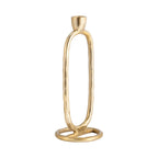 Gold Metal Open Oval Taper Candle Holder | 10"