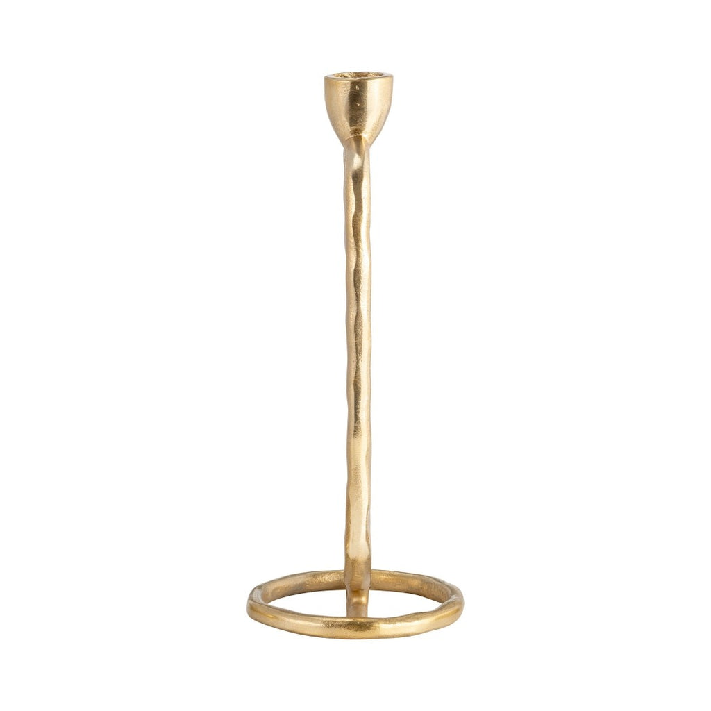 Gold Metal Open Oval Taper Candle Holder | 10"