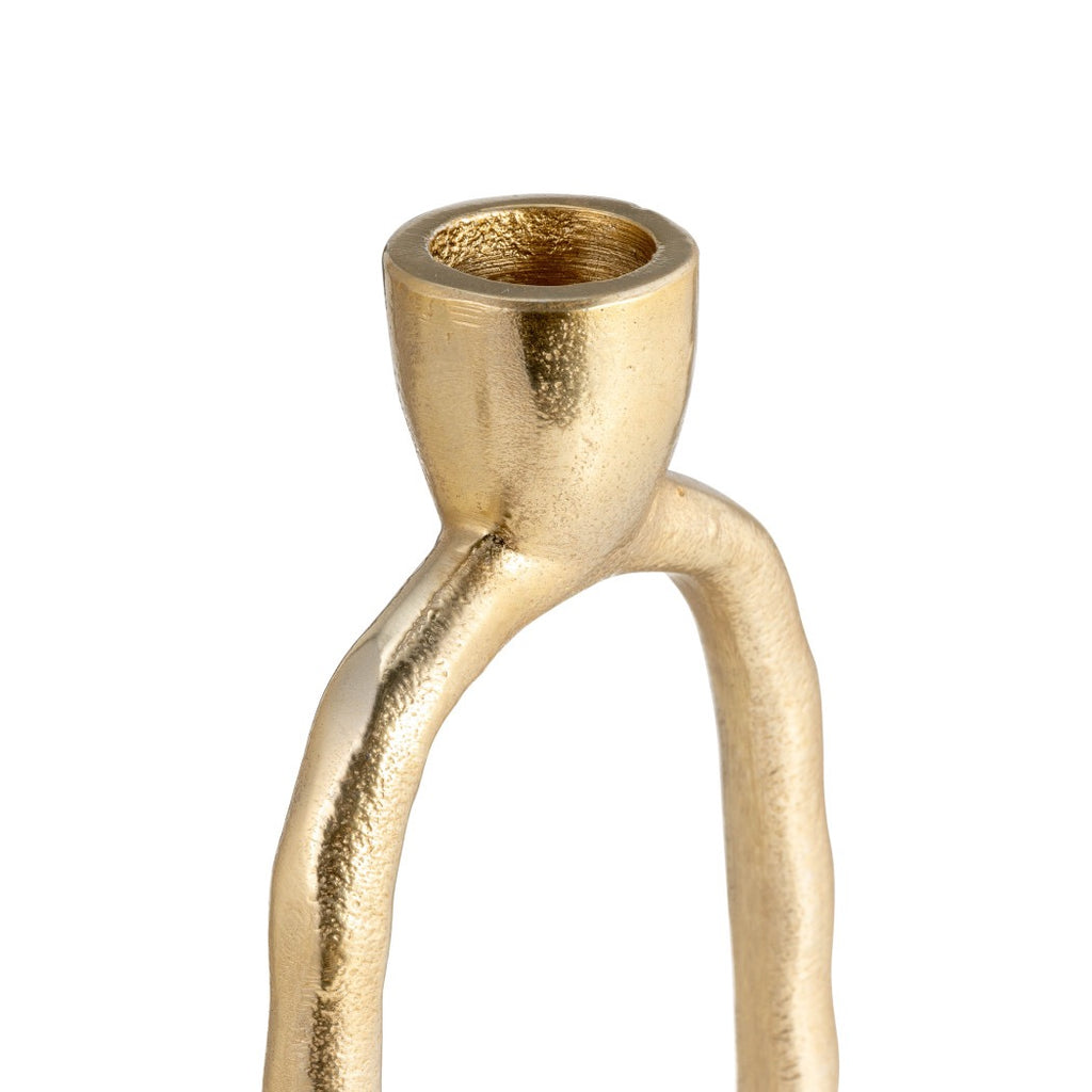 Gold Metal Open Oval Taper Candle Holder | 10"