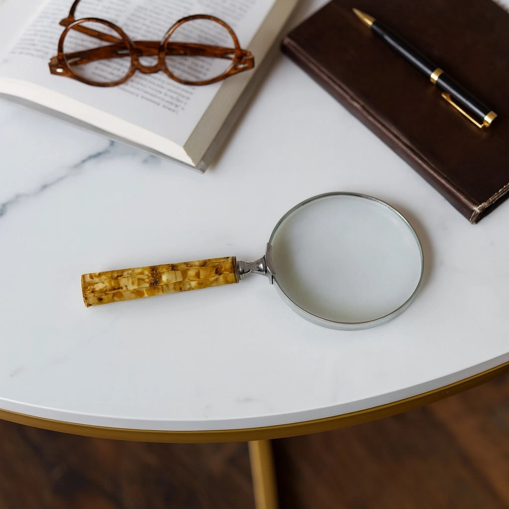Magnifying Glass w/ Marbled Brown Resin Metal Handle