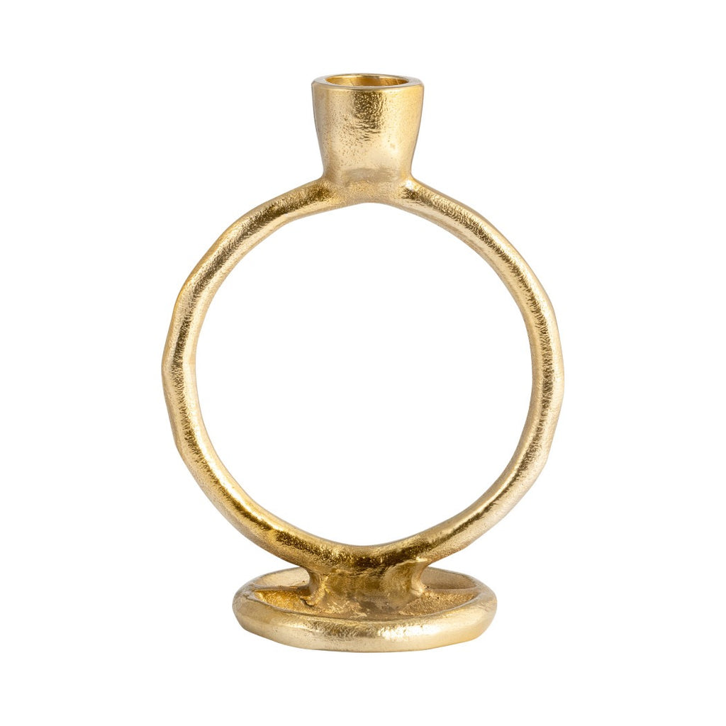 Gold Metal Round Ring Taper Candle Holder | 6"