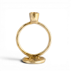 Gold Metal Ring Taper Candle Holder | 6"