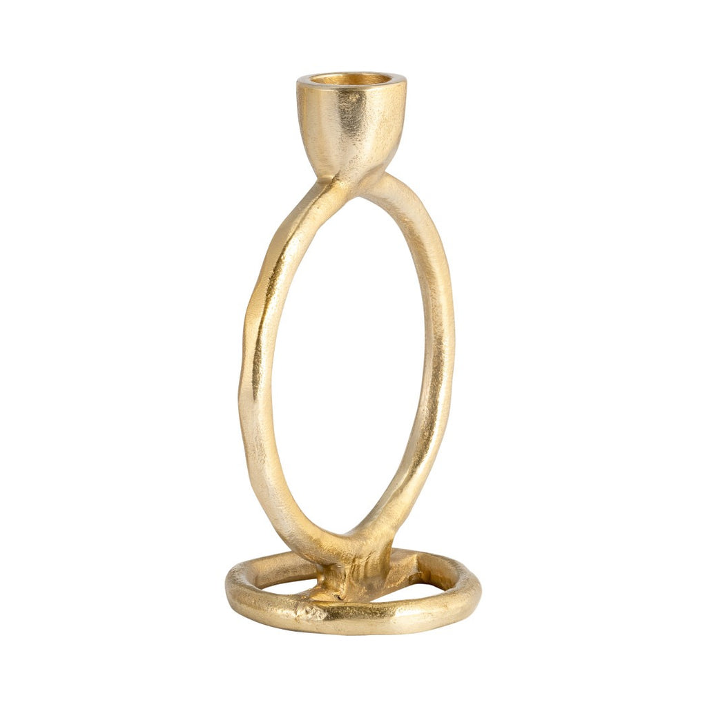 Gold Metal Round Ring Taper Candle Holder | 6"